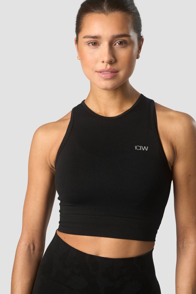 define seamless cropped tank top black