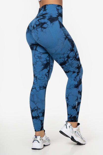 Blue Tie Dye Scrunch Leggings - for dame - Famme - Leggings