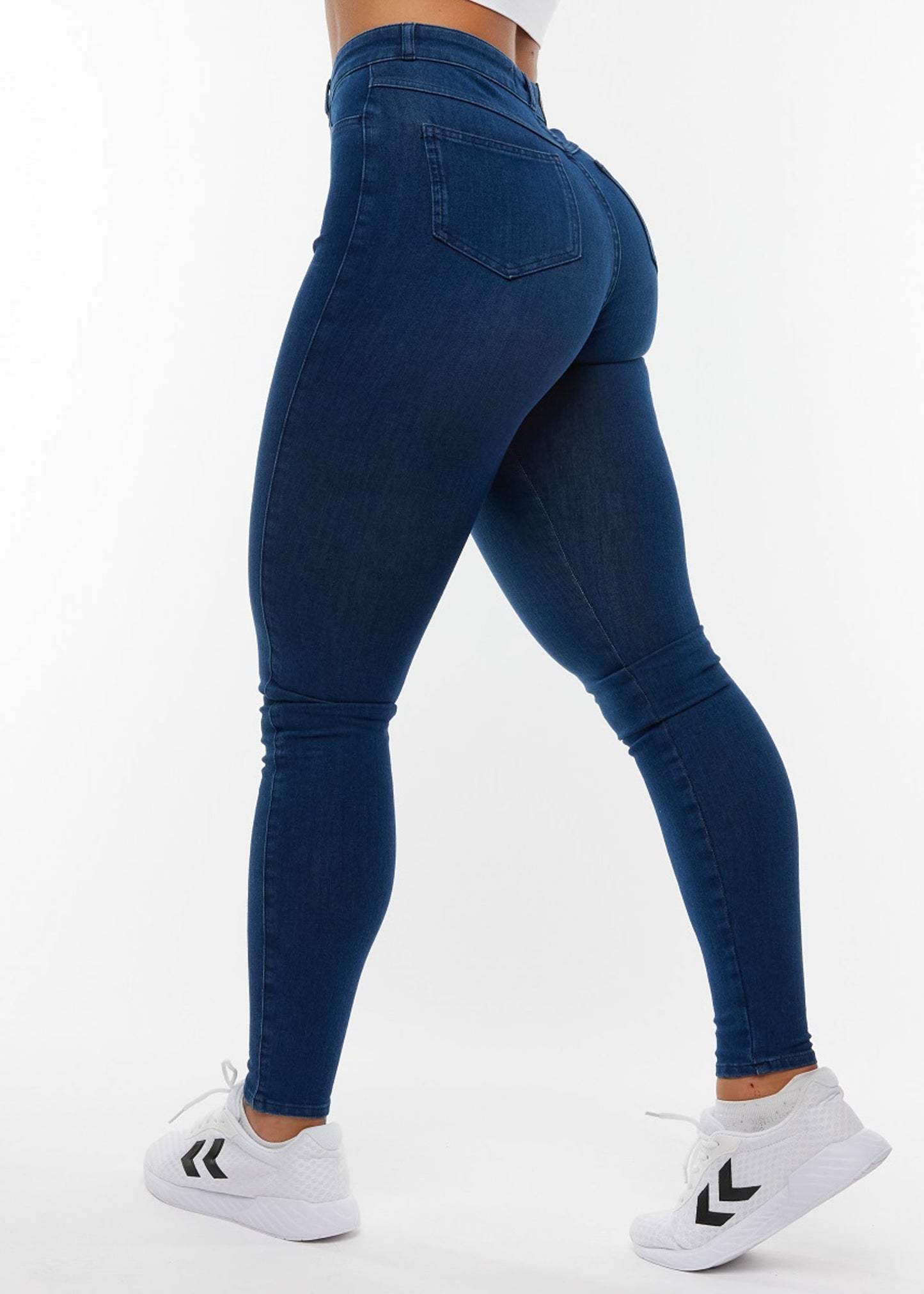 High Waist Denim Jeans - Blue - for kvinde - EMBRACE - Jeans