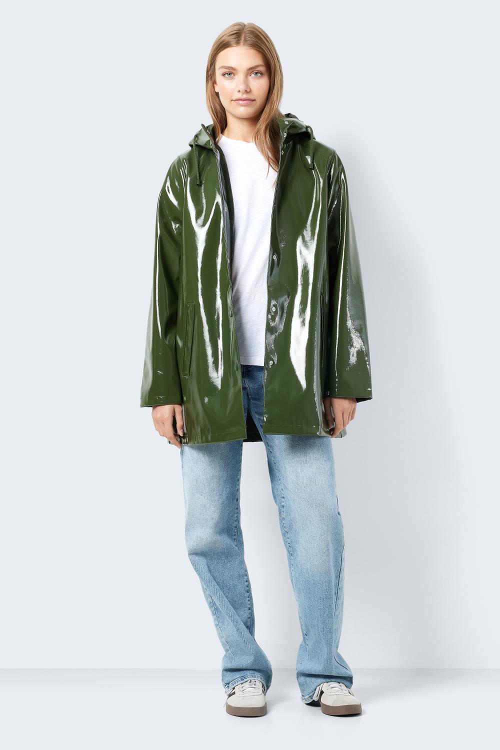 NOISY MAY - Sky L/s A-line Vinyl Coat - Green