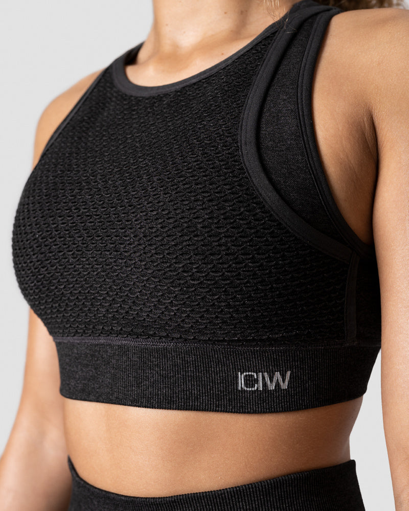 queen mesh icon sports bra graphite melange