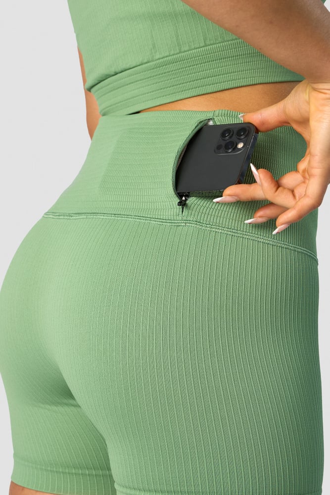 ribbed define seamless pocket shorts light green