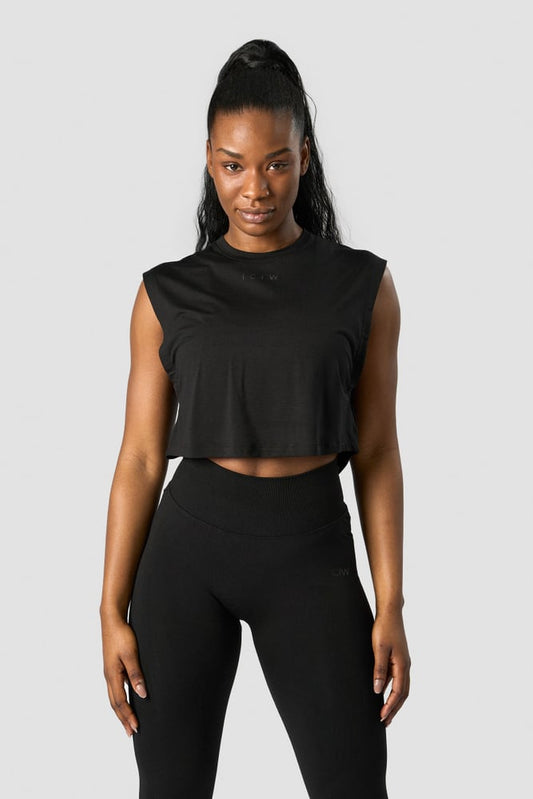 rush cropped tank top black