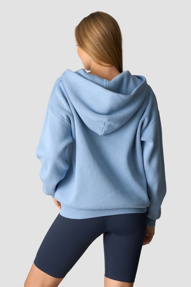 soft knit hoodie light blue