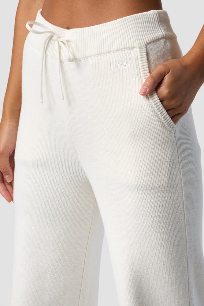 soft knit pants white