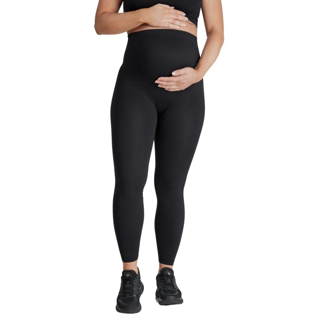 Ribbed Maternity Leggings - Black - for kvinde - FAMME - Tights